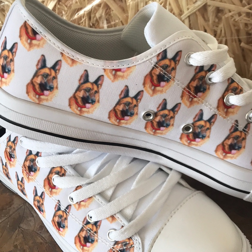 German Shepard print canvas sneakers
